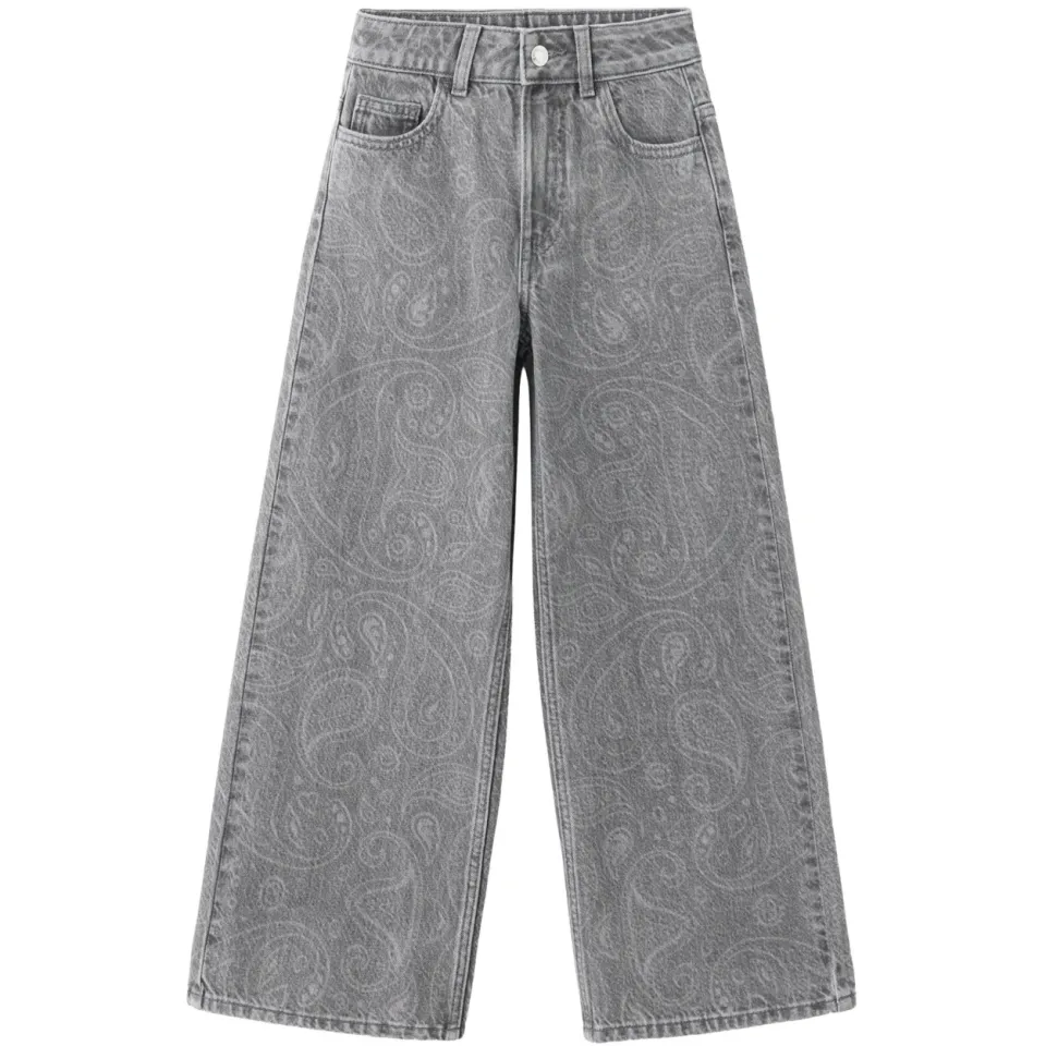 Mango Kids wide leg jeans met paisley - changeant grijs, foto 2