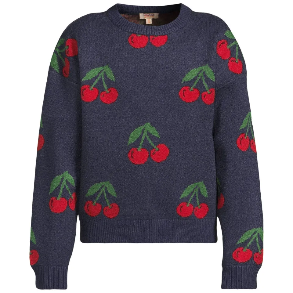 Orange Stars gebreide trui met print - donkerblauw/rood/groen, foto 3