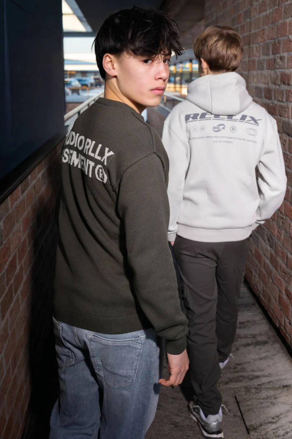 Rellix katoenen oversized gebreide trui met backprint - donkergroen, foto 3