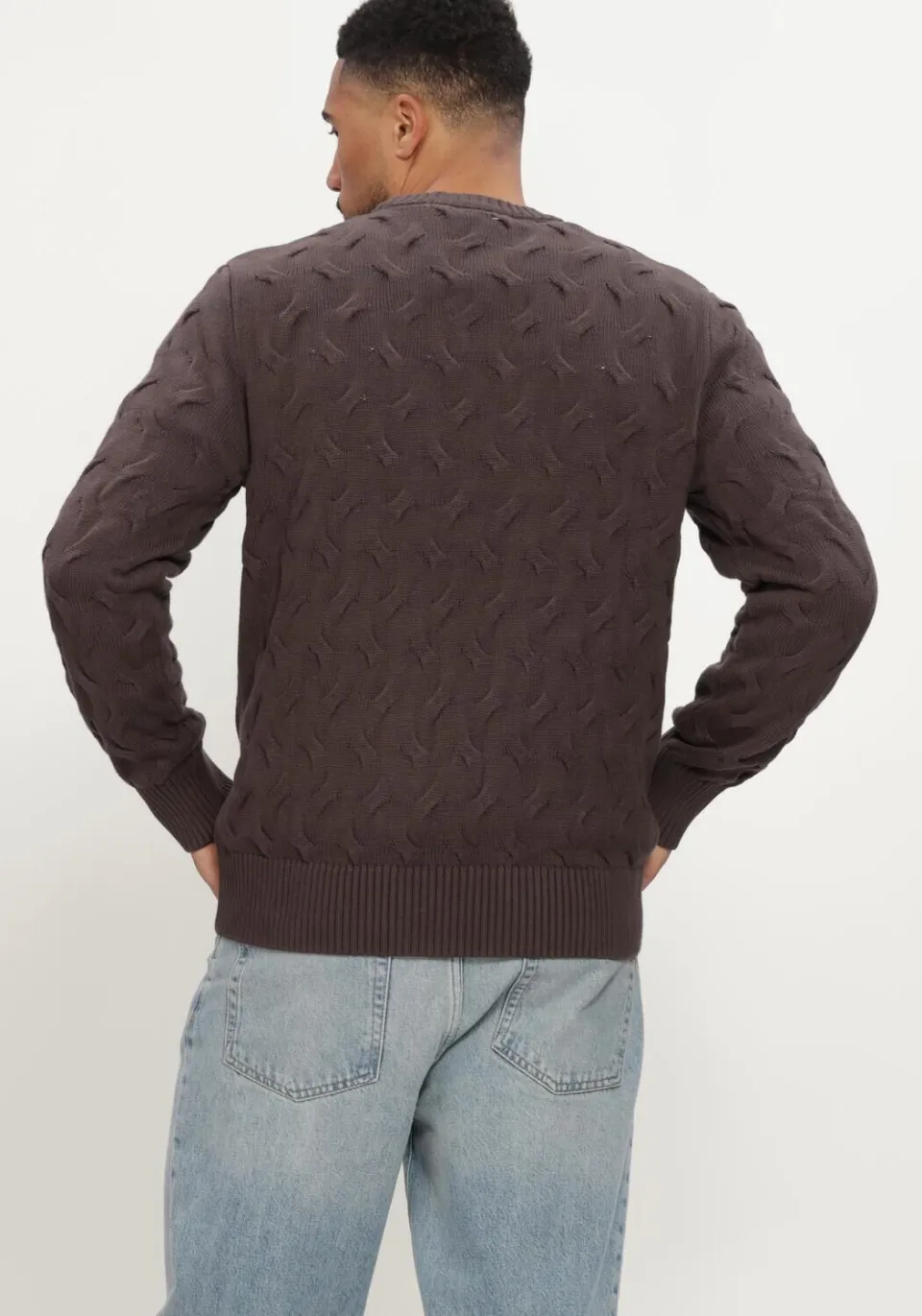 Selected katoenen regular fit gebreide trui - donkerbruin, foto 8