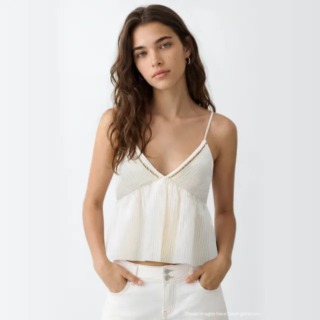 Mango TEEN gestreepte blousetop met strass-steentjes wit, foto 5