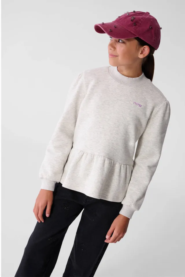 Shoeby aansluitende sweater met ruches - lichtgrijs Lichtgrijs melange