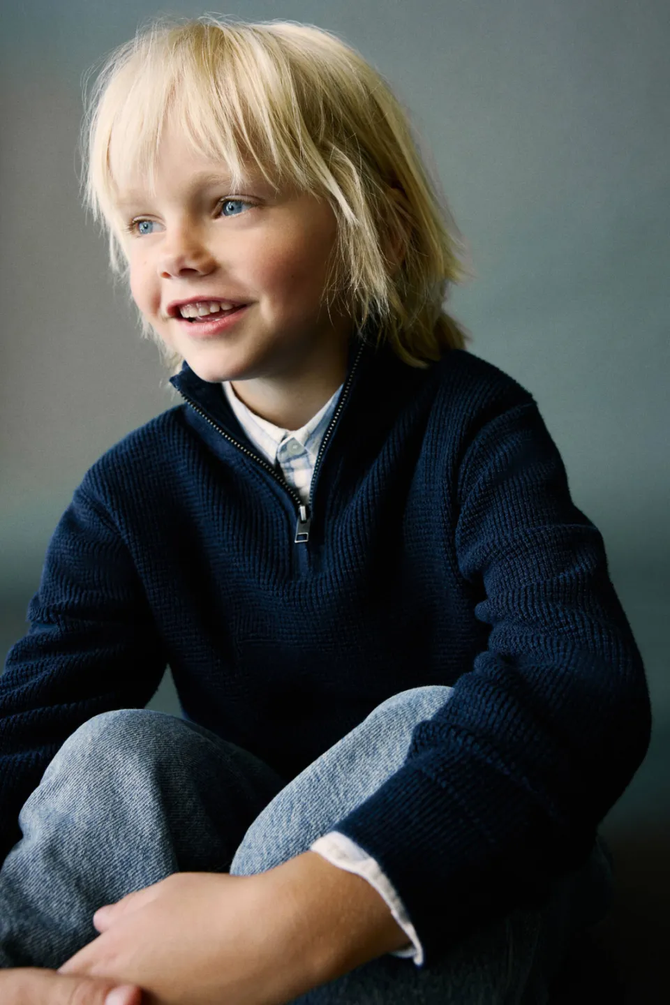 Mango Kids katoenen gebreide schipperstrui - marineblauw, foto 4