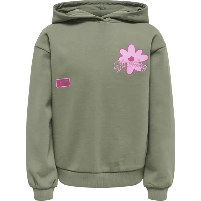 Only KIDS ONLY GIRL hoodie met backprint - olijfgroen