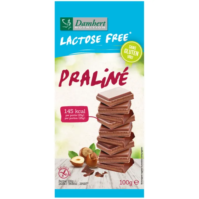 Damhert praliné chocoladereep lactosevrij 100 gram