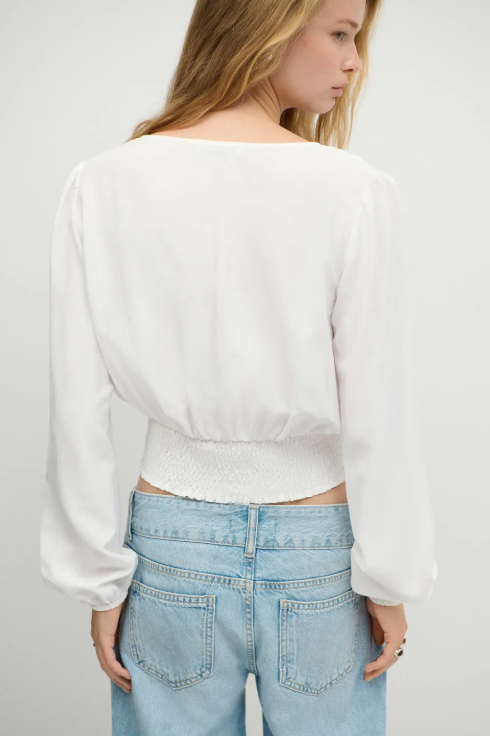 Mango blousetop met smockwerk wit, foto 5
