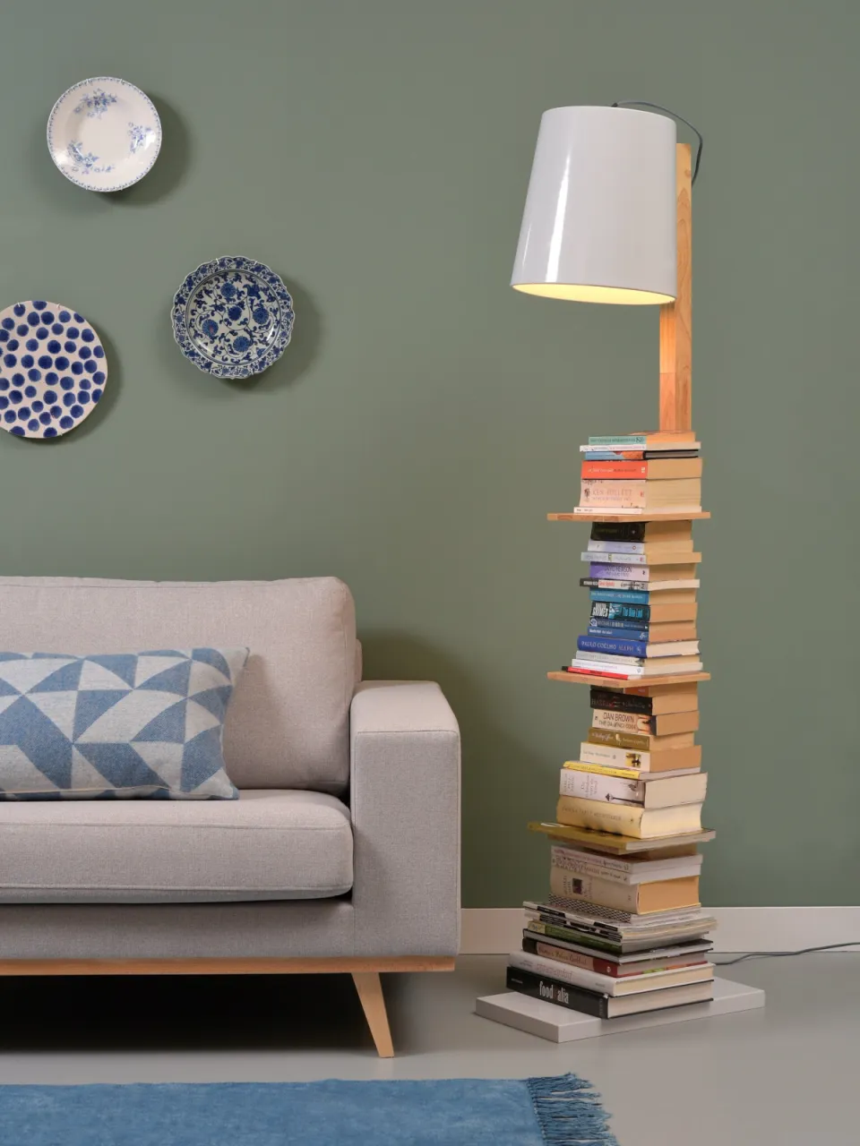 It's About Romi Vloerlamp ijzer/wood Cambridge v. boeken h.168cm/kap dia.30xh.32cm, naturel/wit, foto 3