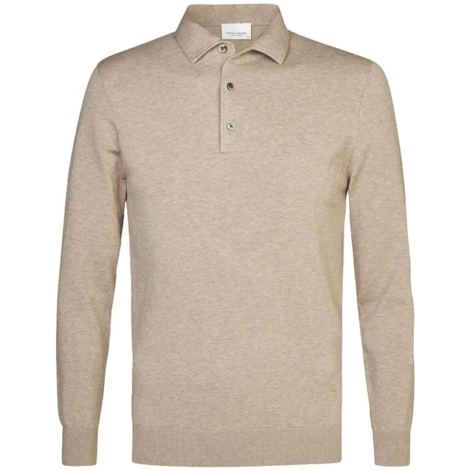 Profuomo zijden regular fit polo - beige, foto 2