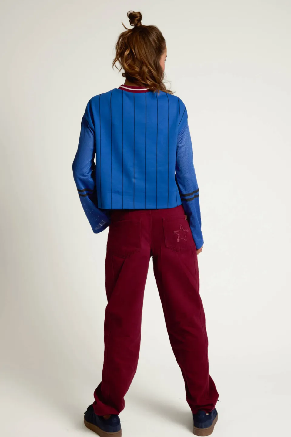 LOOXS 10sixteen 10sixteen colour barrel jeans met borduursels - donkerrood, foto 3