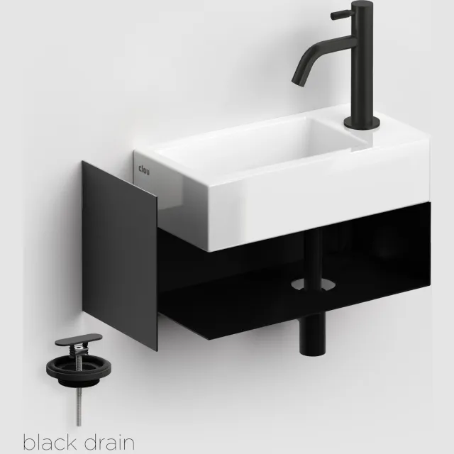 Clou Fonteinset Clou Flush 3 Incl. Toebehoren 20.5x44 Cm Mat Zwart