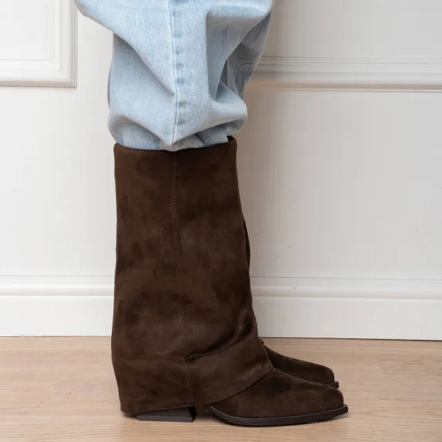 POSH by Poelman western suèdelook cowboy boots - donkerbruin