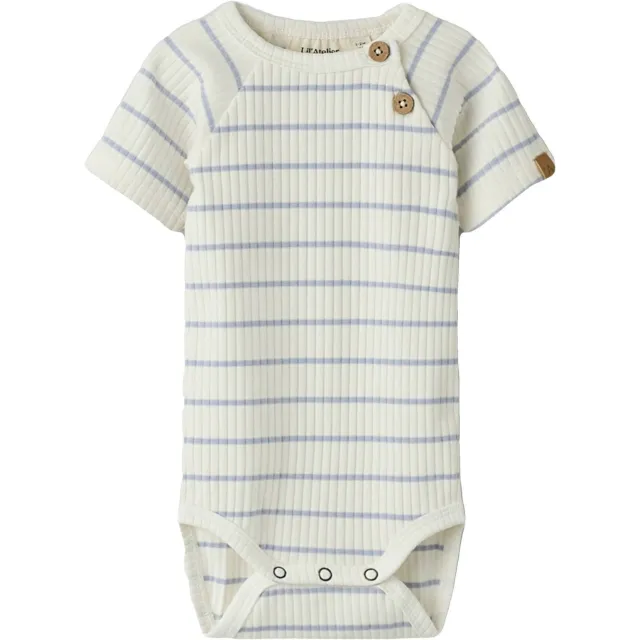 Lil' Atelier BABY gestreepte romper wit Wit/lichtblauw