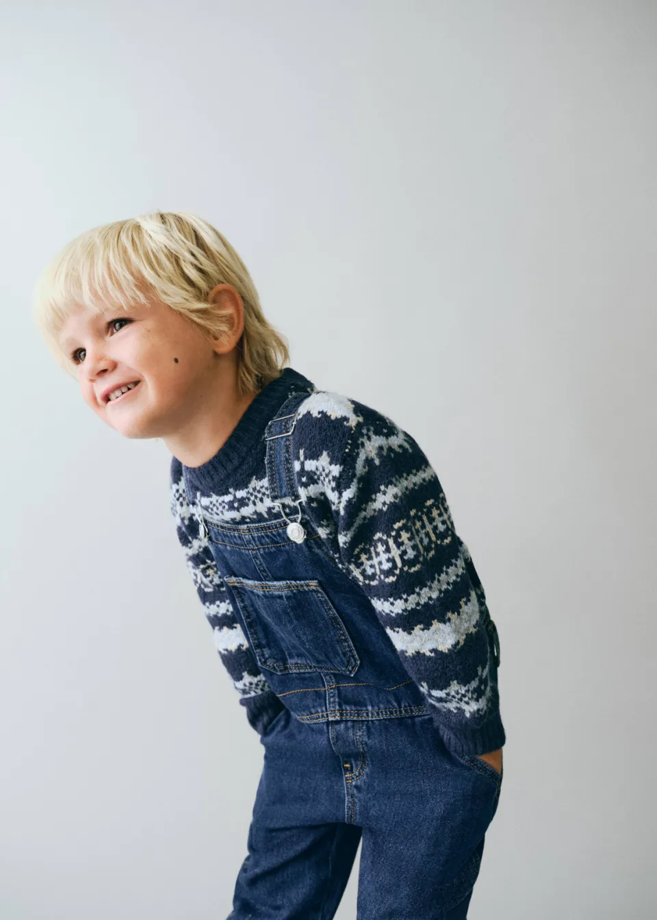 Mango denim tuinbroek changeant blauw