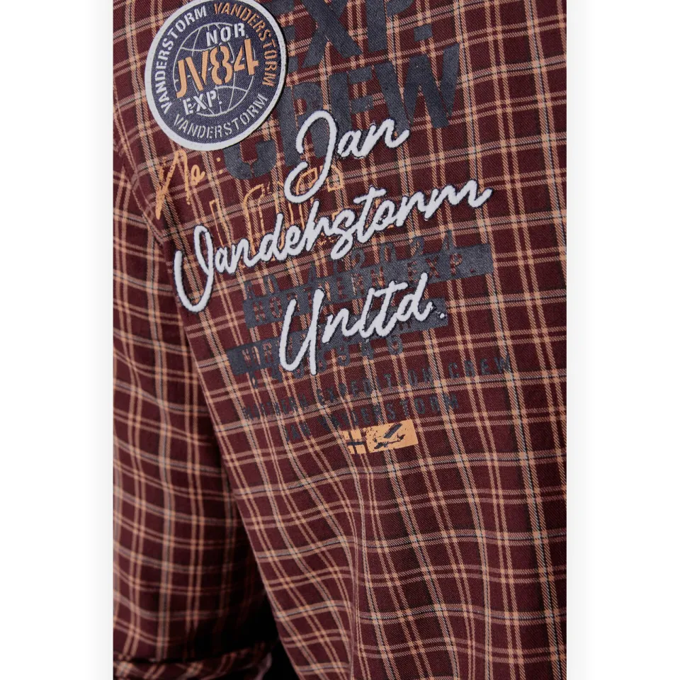 Jan Vanderstorm +FIT Collectie casual overhemd PERTAVIN Plus donkerrood, foto 7