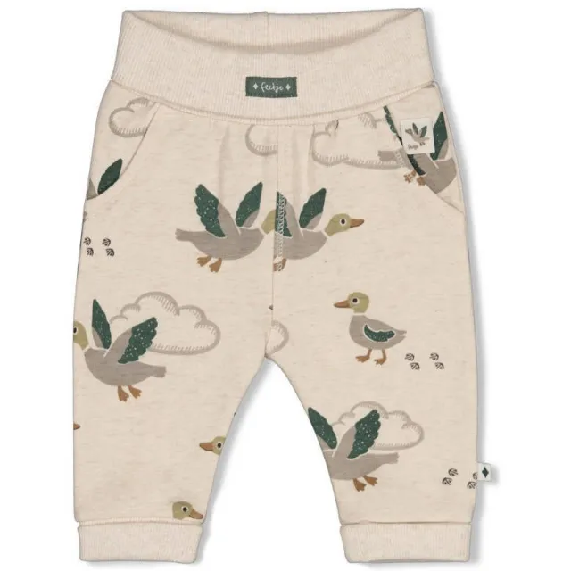 Feetje Wiggle and Waddle babybroek ecru groen Ecru/groen