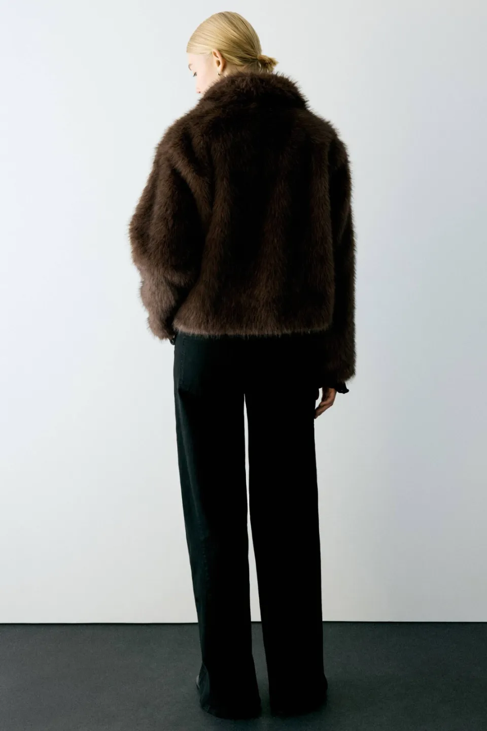 Mango TEEN faux fur jas - bruin, foto 4