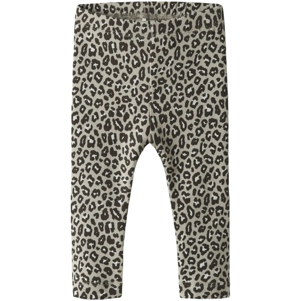 NAME IT BABY legging met panterprint beige Beige/zwart