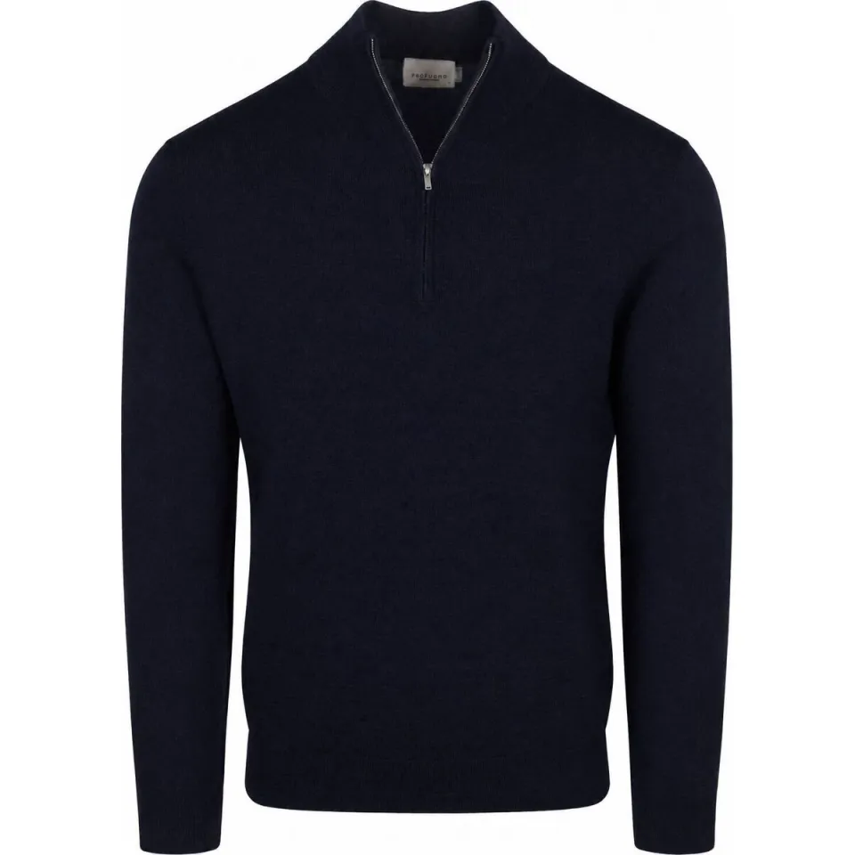 Profuomo wollen regular fit gebreide trui - donkerblauw, foto 2