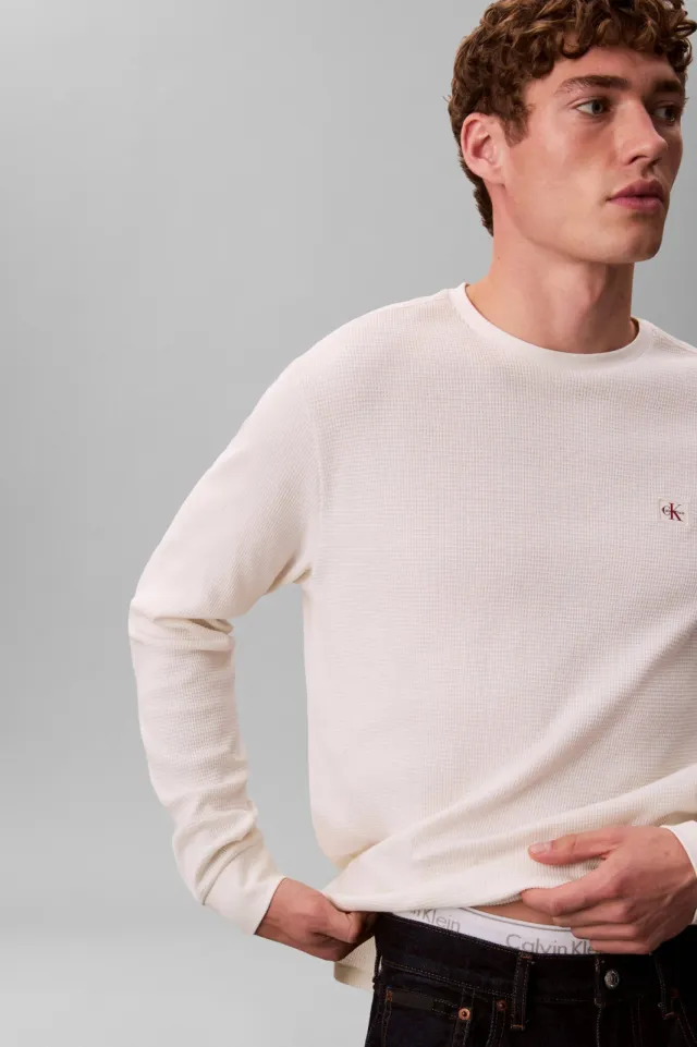Calvin Klein JEANS longsleeve met ingebreid patroon ecru, foto 3