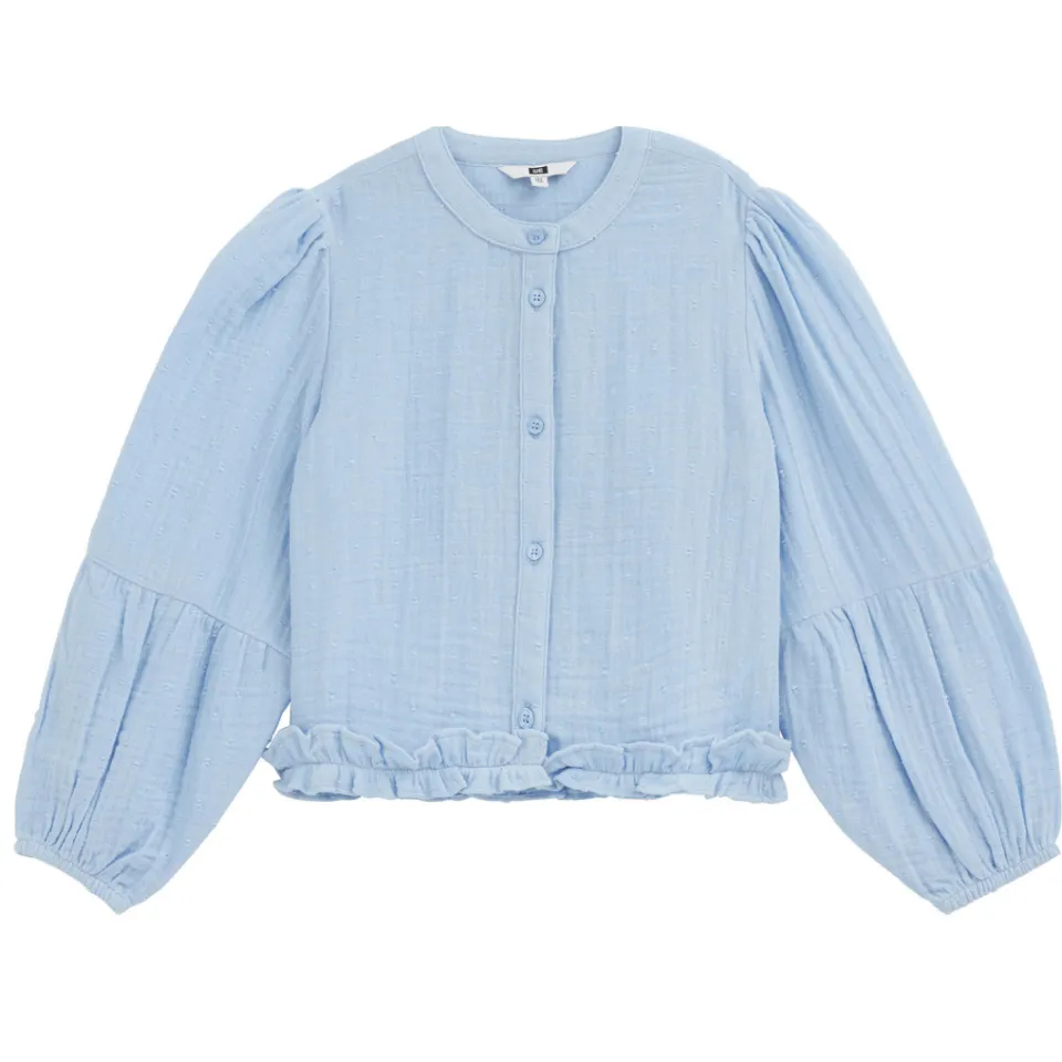 WE Fashion blouse met ruches lichtblauw, foto 2