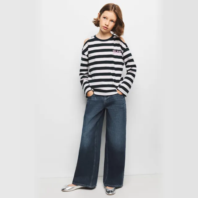 Mango longsleeve gestreept marineblauw Marineblauw/wit/roze