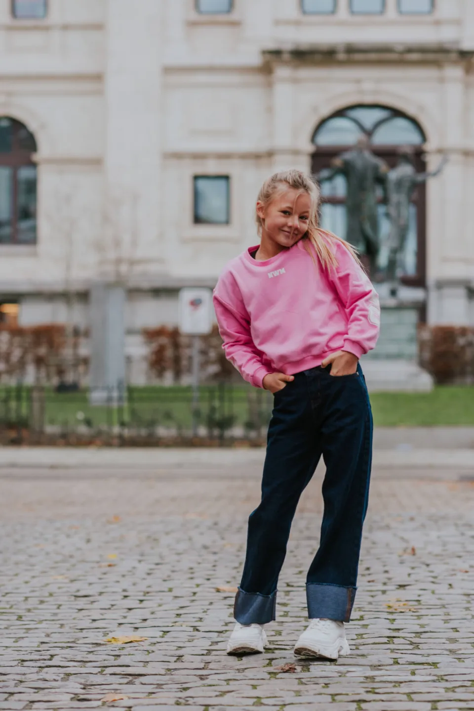 No Way Monday rechtvallende sweater met backprint en tekst - roze, foto 5