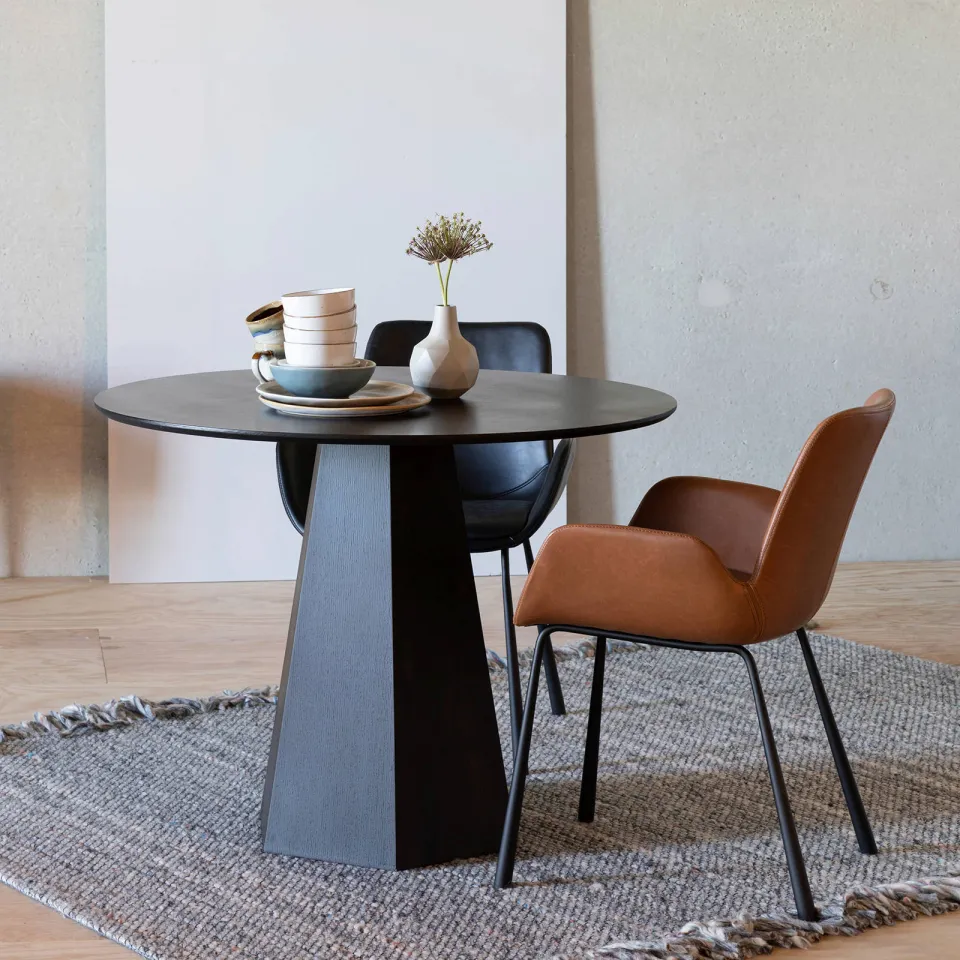 Zuiver Ronde Eettafel 'Pilar' Essenhout, 100cm, kleur Zwart, foto 3