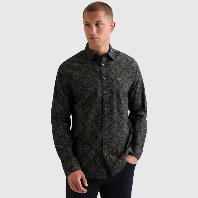 PME Legend regular fit poplin casual overhemd met print - salute Groet