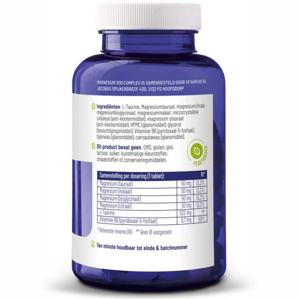 Vitakruid Magnesium 200 Complex 90 tabletten, foto 3