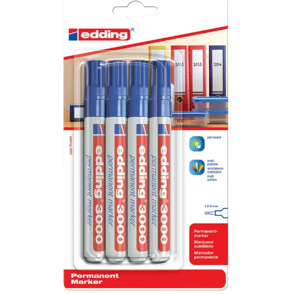 Edding Viltstift edding 3000 rond 1.5-3mm blauw blister