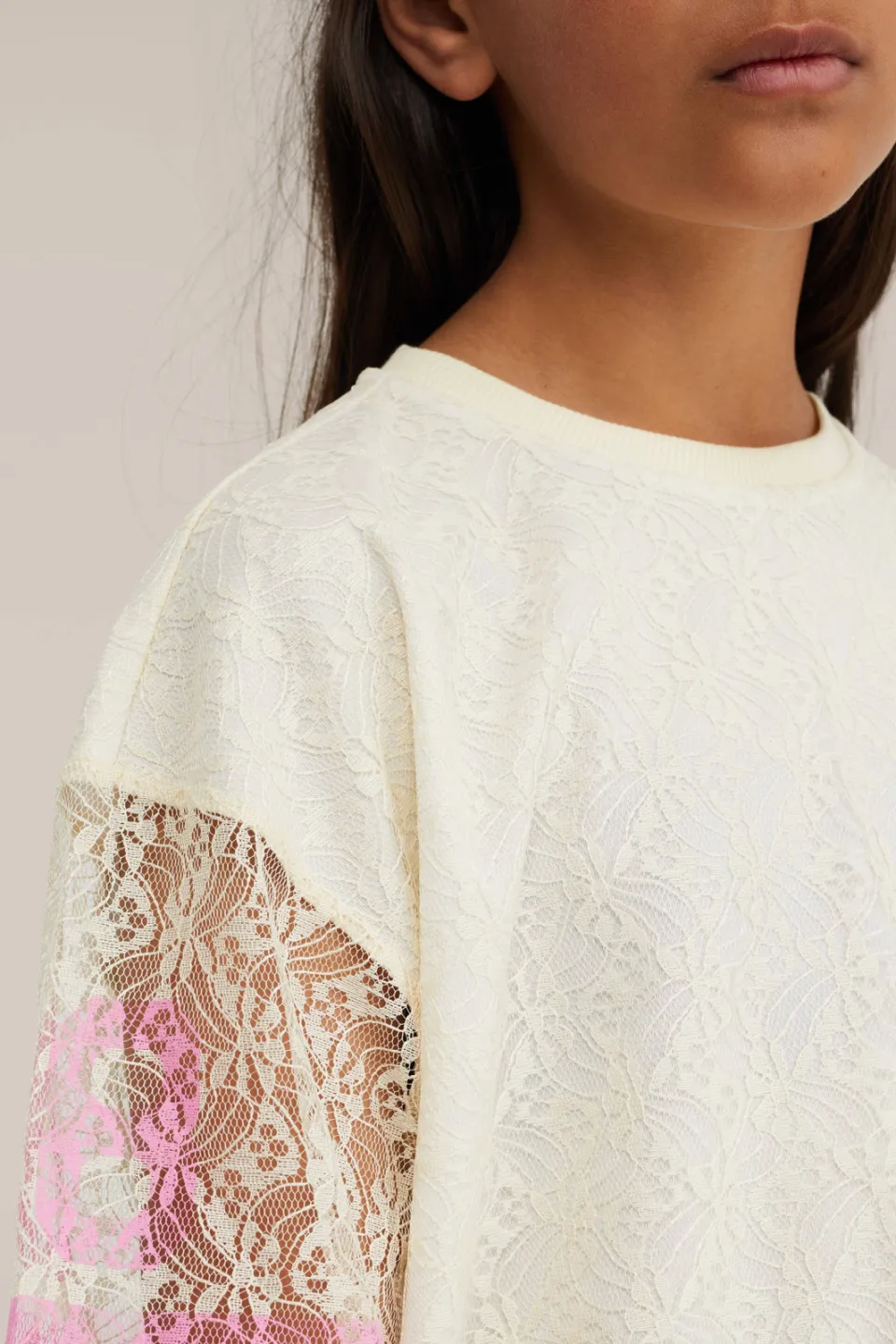 WE Fashion oversized gestreepte T-shirt ecru, foto 8