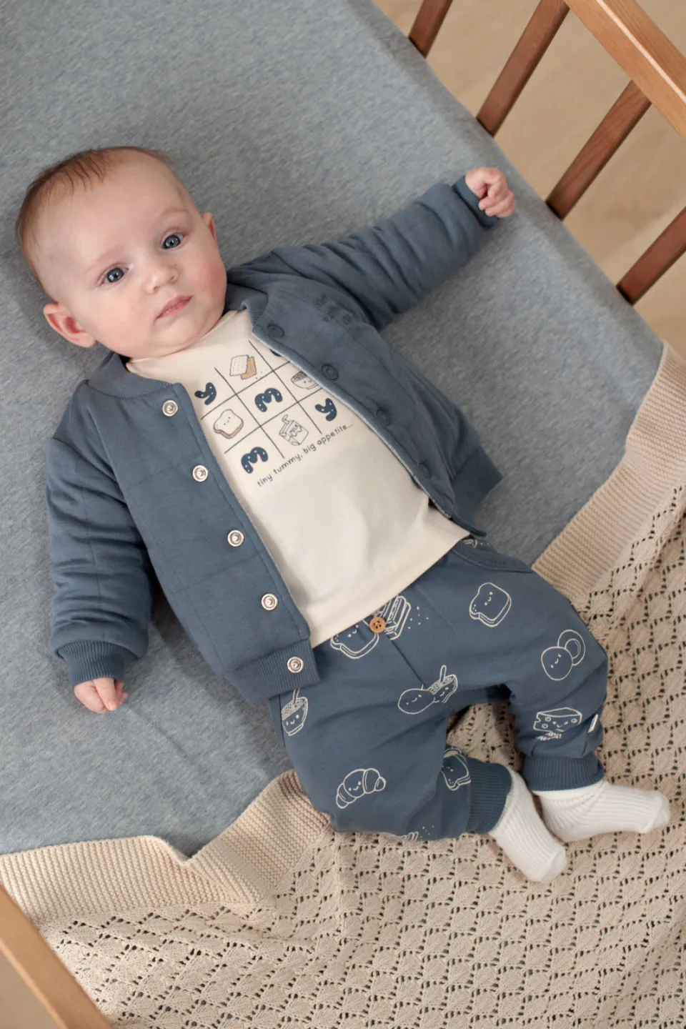 Feetje babybroek Breakfast Buddy blauw/wit