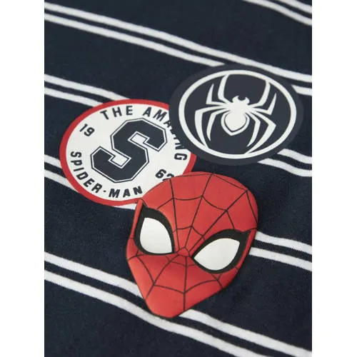 NAME IT MINI Spider-Man gestreepte longsleeve donkerblauw, foto 3