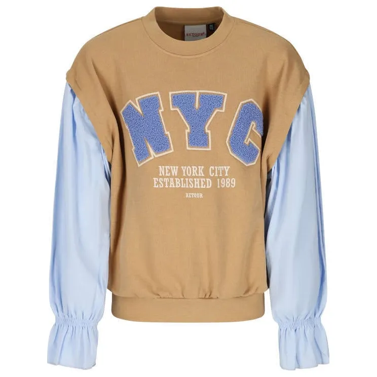 Retour Jeans oversized sweater met tekst - zand, foto 2
