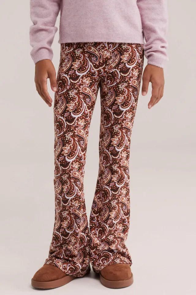 WE Fashion flared legging bruin met print, foto 3