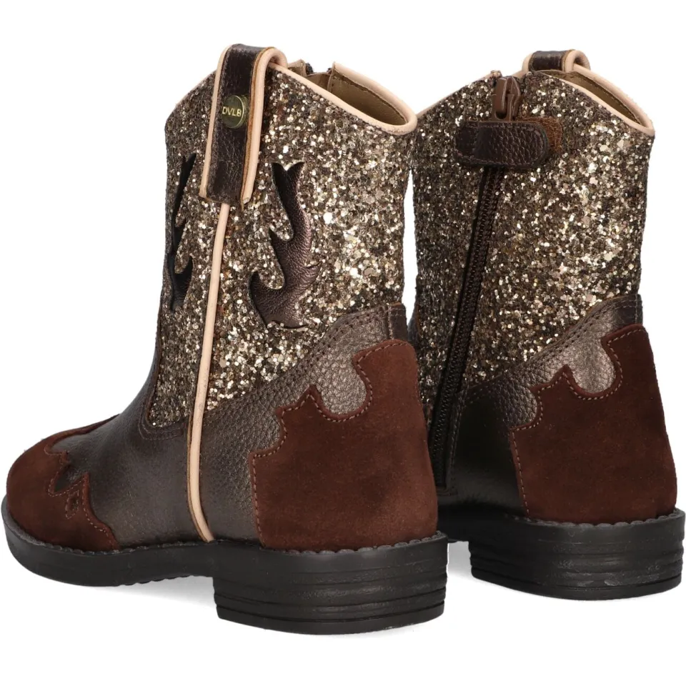 Develab leren laarzen met pailletten brons brons/goud/donkerrood, foto 4