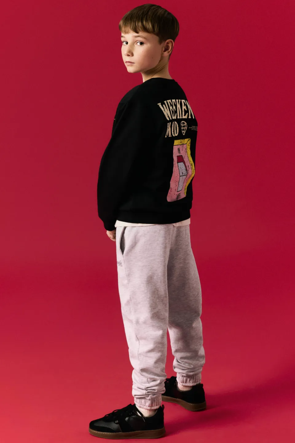 NAME IT regular fit joggingbroek grijs met tekstprint