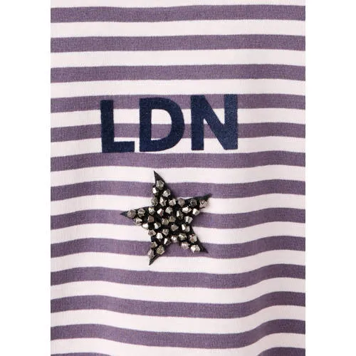 Mango longsleeve gestreept middenpaars wit, foto 4