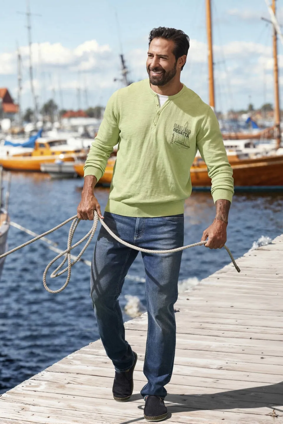 Jan Vanderstorm +FIT Collectie trui fijn gebreid Plus Size ENDRICH groen, foto 4
