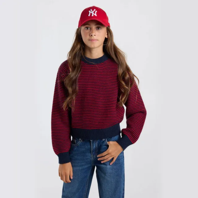 America Today gebreide gestreepte trui - rood/donkerblauw