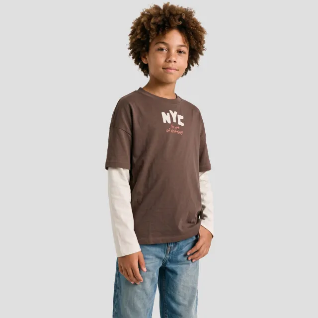 Me & My Monkey longsleeve met backprint donkerbruin