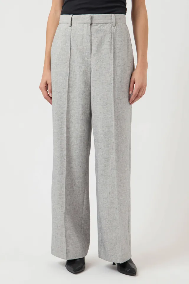 Yas wide leg regular waist casual broek lichtgrijs, foto 3
