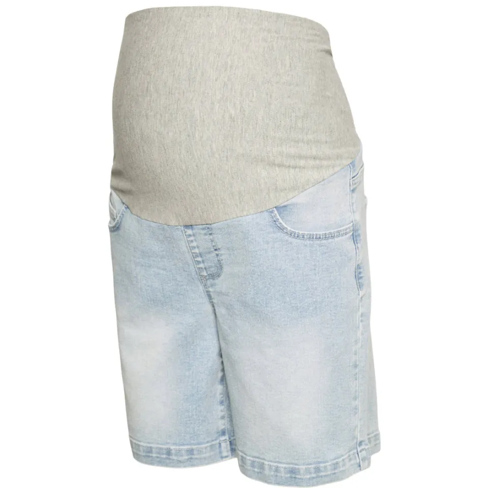 Mamalicious zwangerschaps jeansshort lichtblauw light blue denim, foto 2