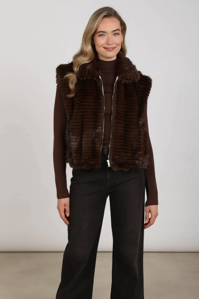 NUKUS gilet - donkerbruin