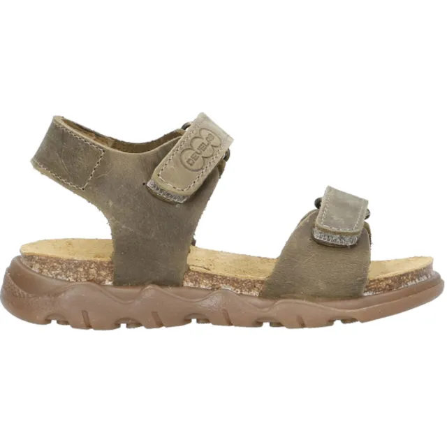 Develab leren sandalen kaki