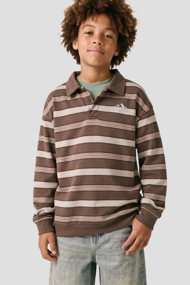 Me & My Monkey gestreepte sweater - donkerbruin/beige