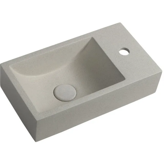 Sapho Fontein Sapho Crest 40x22 cm Kraangat Rechts met Waste Zandsteen Grijs