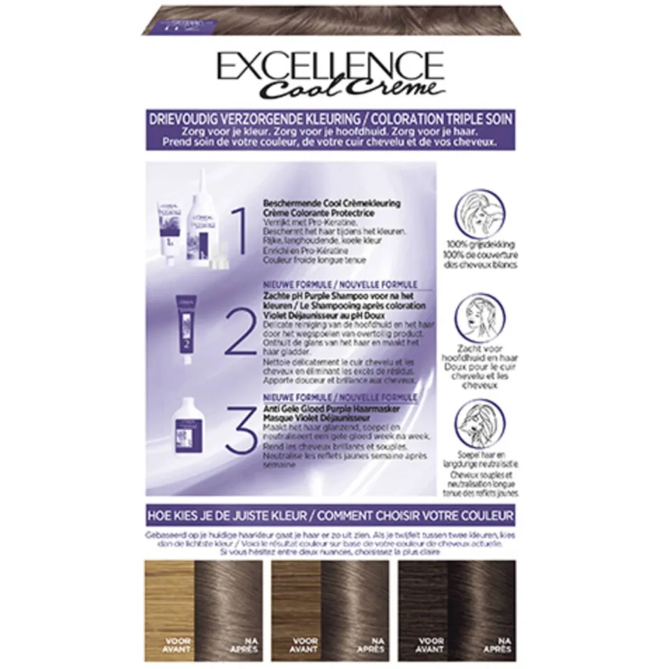 L'oréal Excellence Cool Crème haarkleuring 7.11 ultra as middenblond