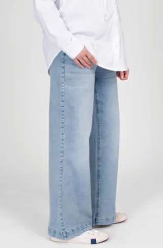 LOVE2WAIT zwangerschaps wide leg jeans light blue denim, foto 3