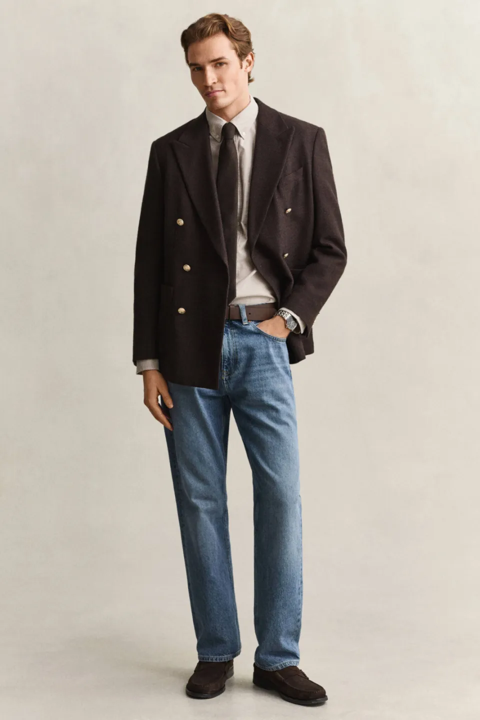 Gant regular fit casual oxford overhemd - licht taupe Lichttaupe